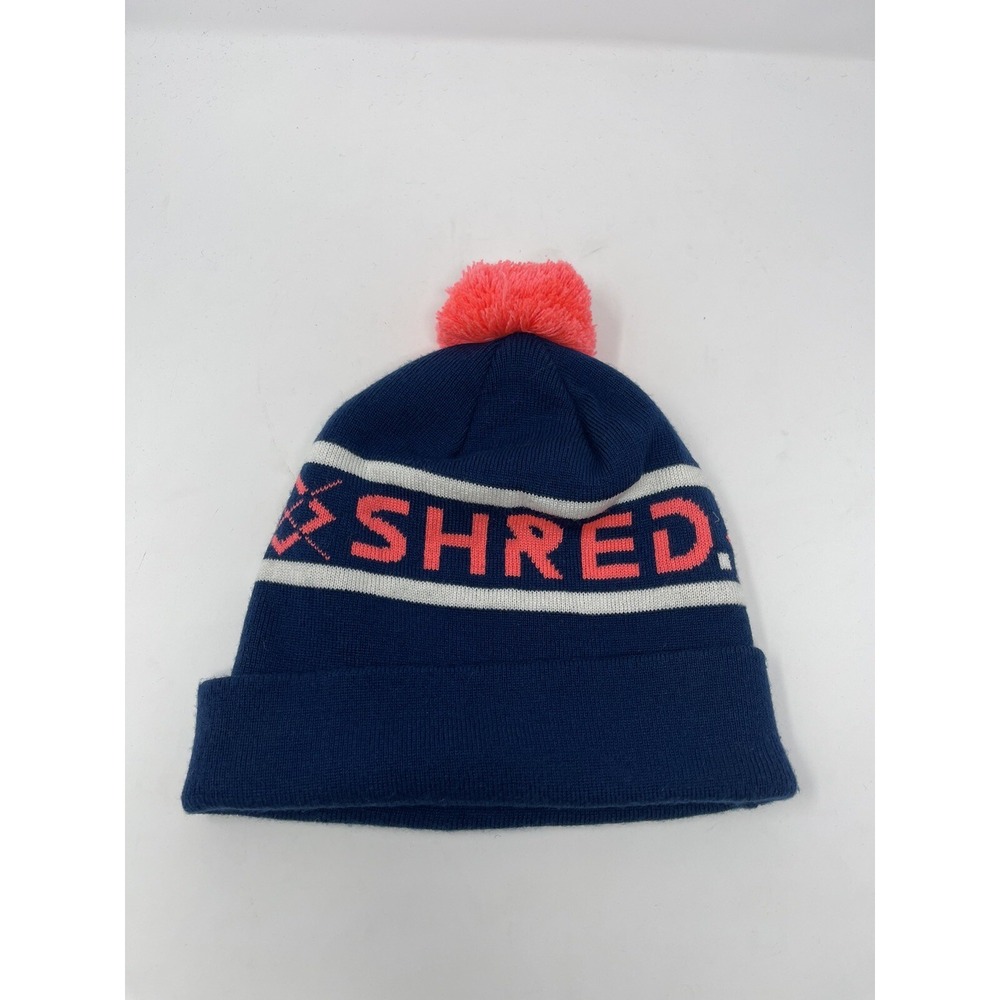 Shred Optics Woodside Beanie Winter‎ Hat Navy/Rust Pom Pom OSFM